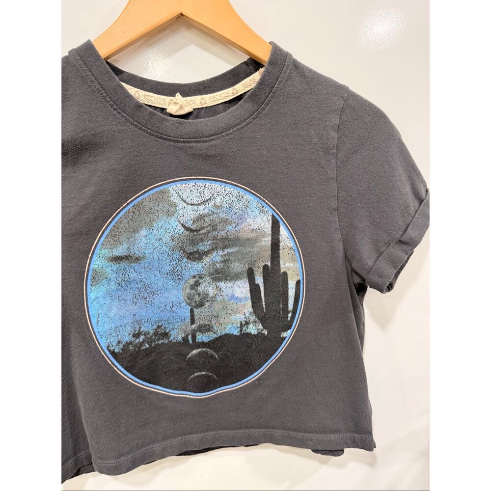 Recycled Threads Desert Moon Cactus Crop Tee S - Picture 2 of 6